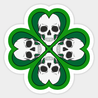 Skull four leaf heart clover birthday gift shirt 1 Sticker